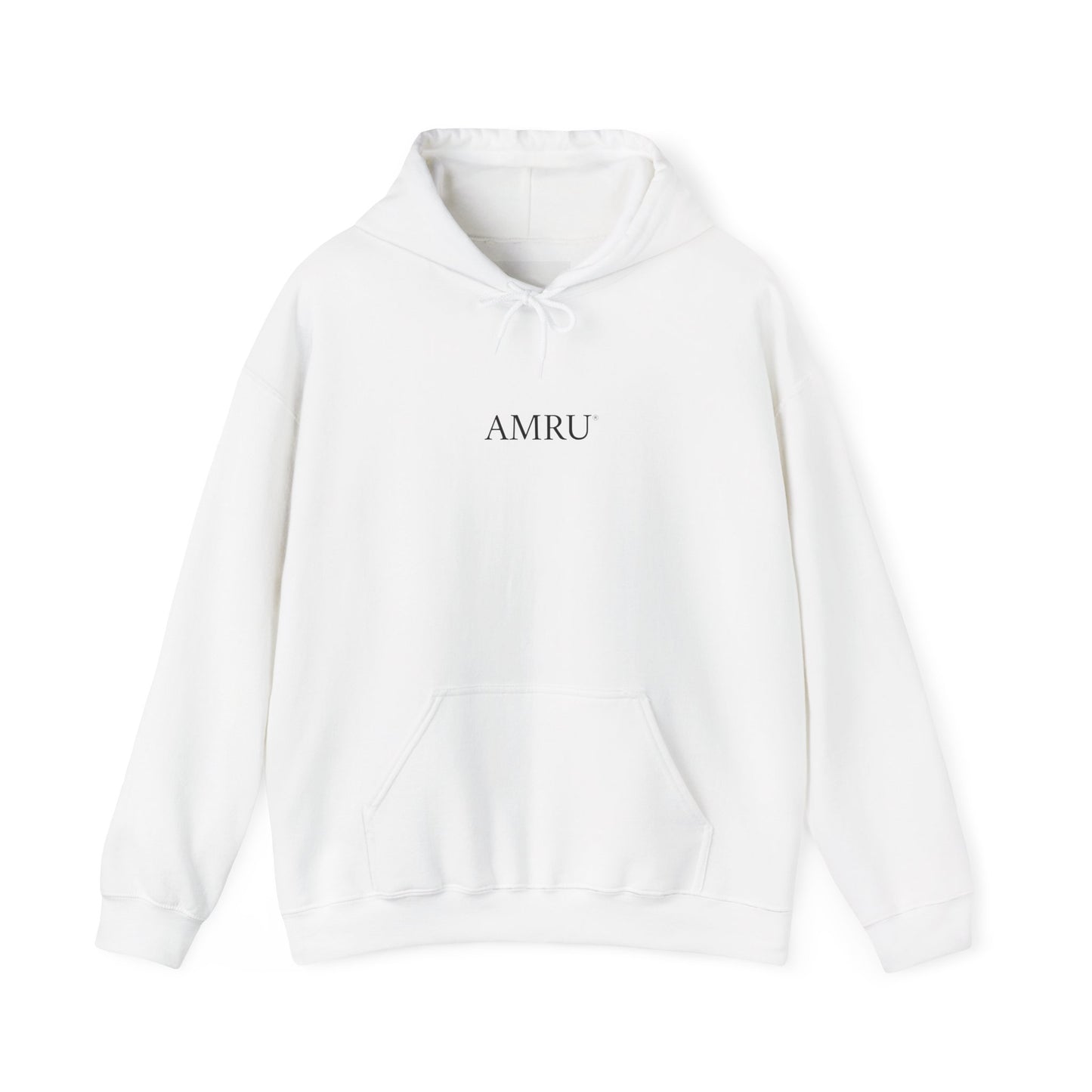 AMRU Minimal Logo Hoodie with Colorful Symmetry Back Art