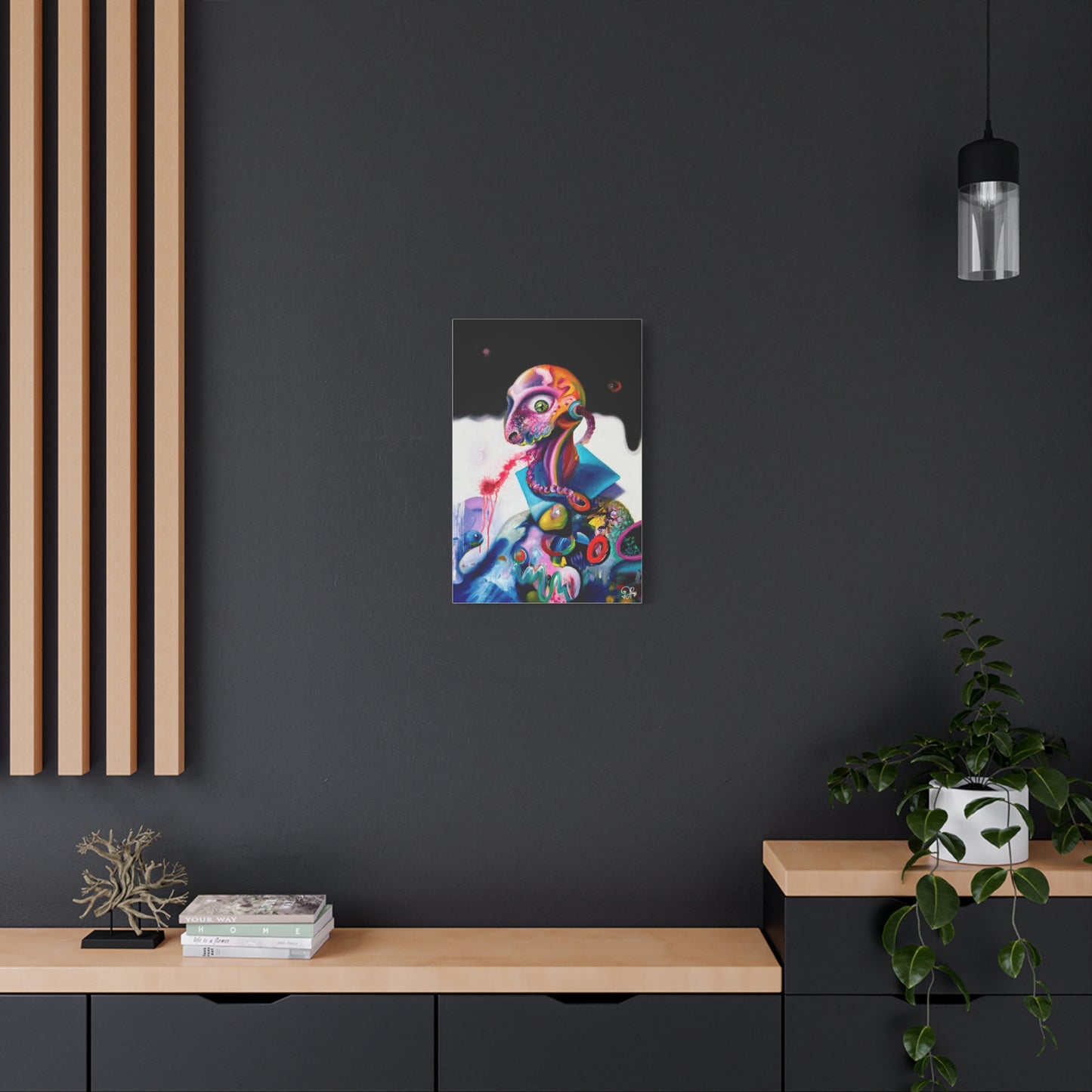 Surreal Neon Creature Matte Canvas Art — Colorful Abstract Pop-Surrealism Wall Decor