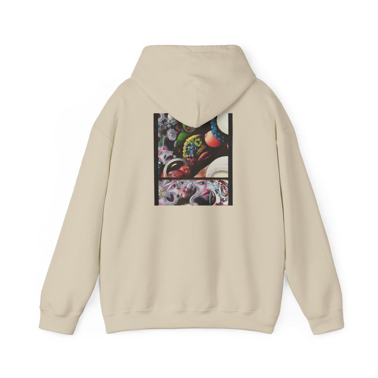AMRU Graphic Hoodie — Abstract Cosmic Paint Pour Art Back Print