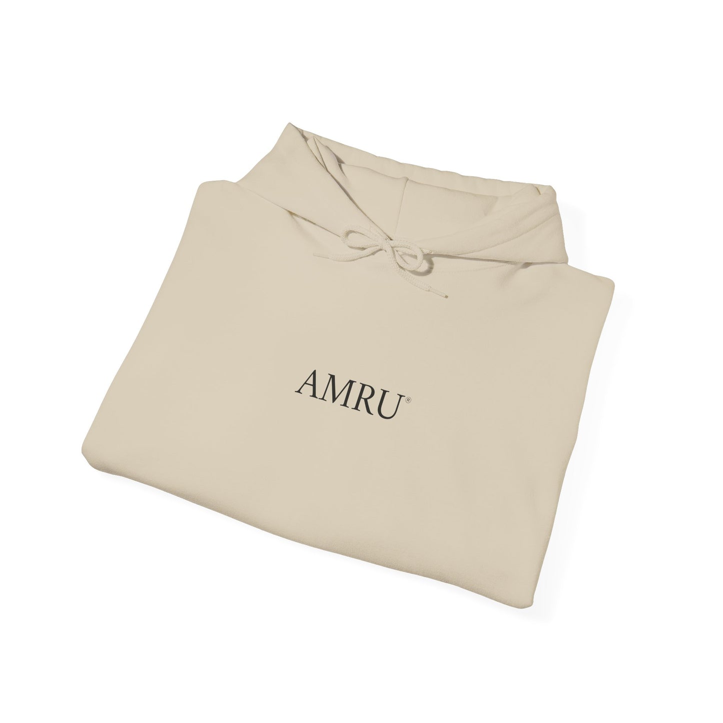 AMRU Minimal Logo Hoodie with Colorful Symmetry Back Art
