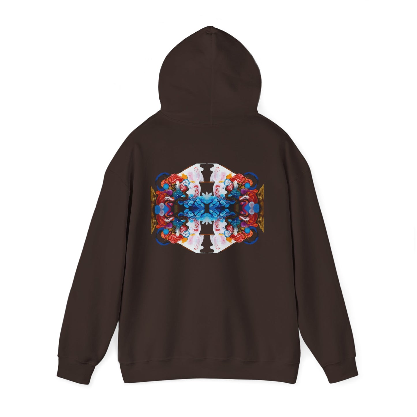 AMRU Floral Abstract Hoodie — Symmetrical Colorful Back Art