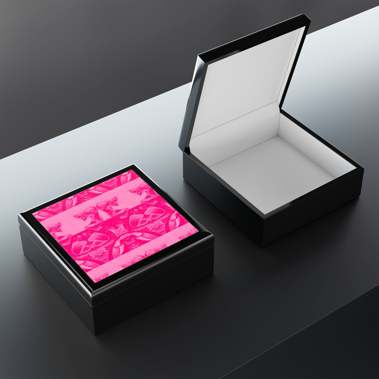 Pink Abstract Pattern Jewelry Box — Decorative Trinket Organizer