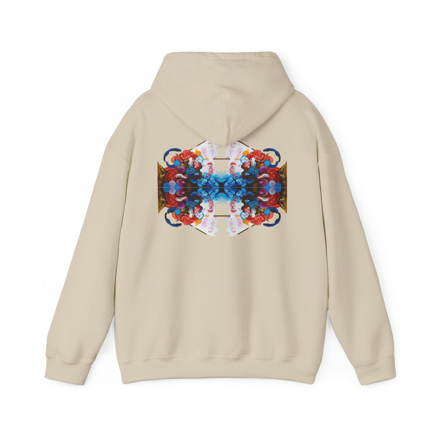 AMRU Floral Abstract Hoodie — Symmetrical Colorful Back Art