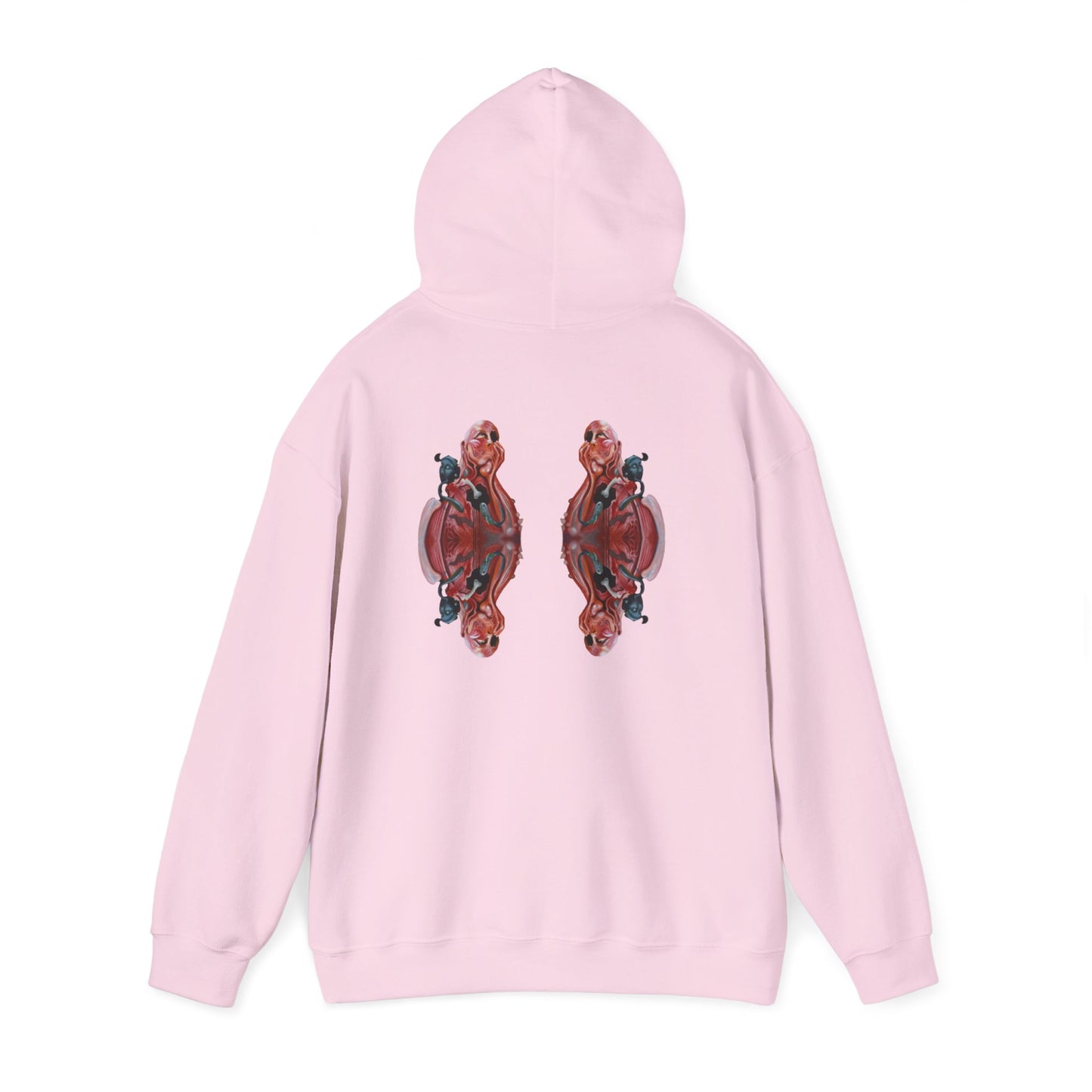 AMRU Minimal Logo Hoodie — Rose Skull Mirror Back Graphic Hoodie