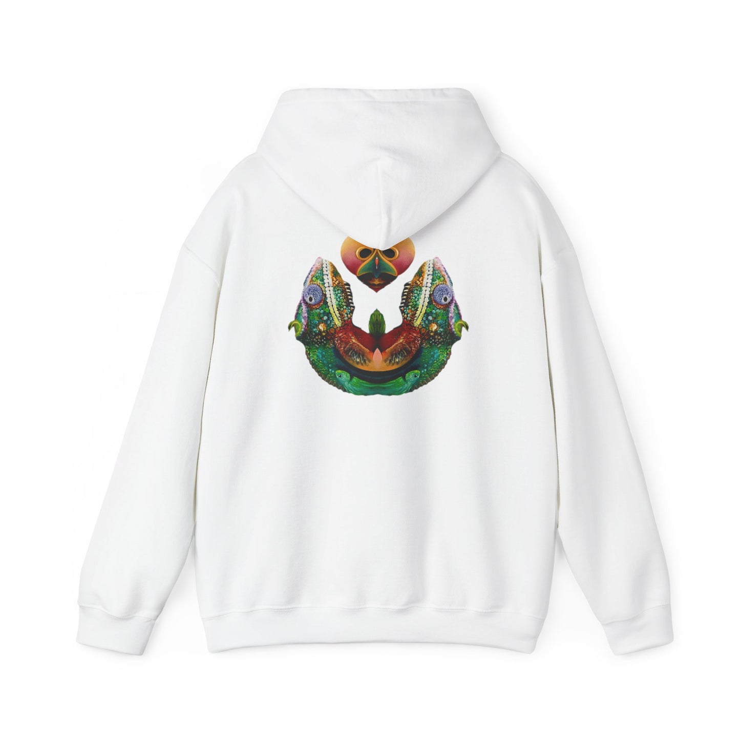 AMRU Minimal Logo Hoodie with Colorful Symmetry Back Art
