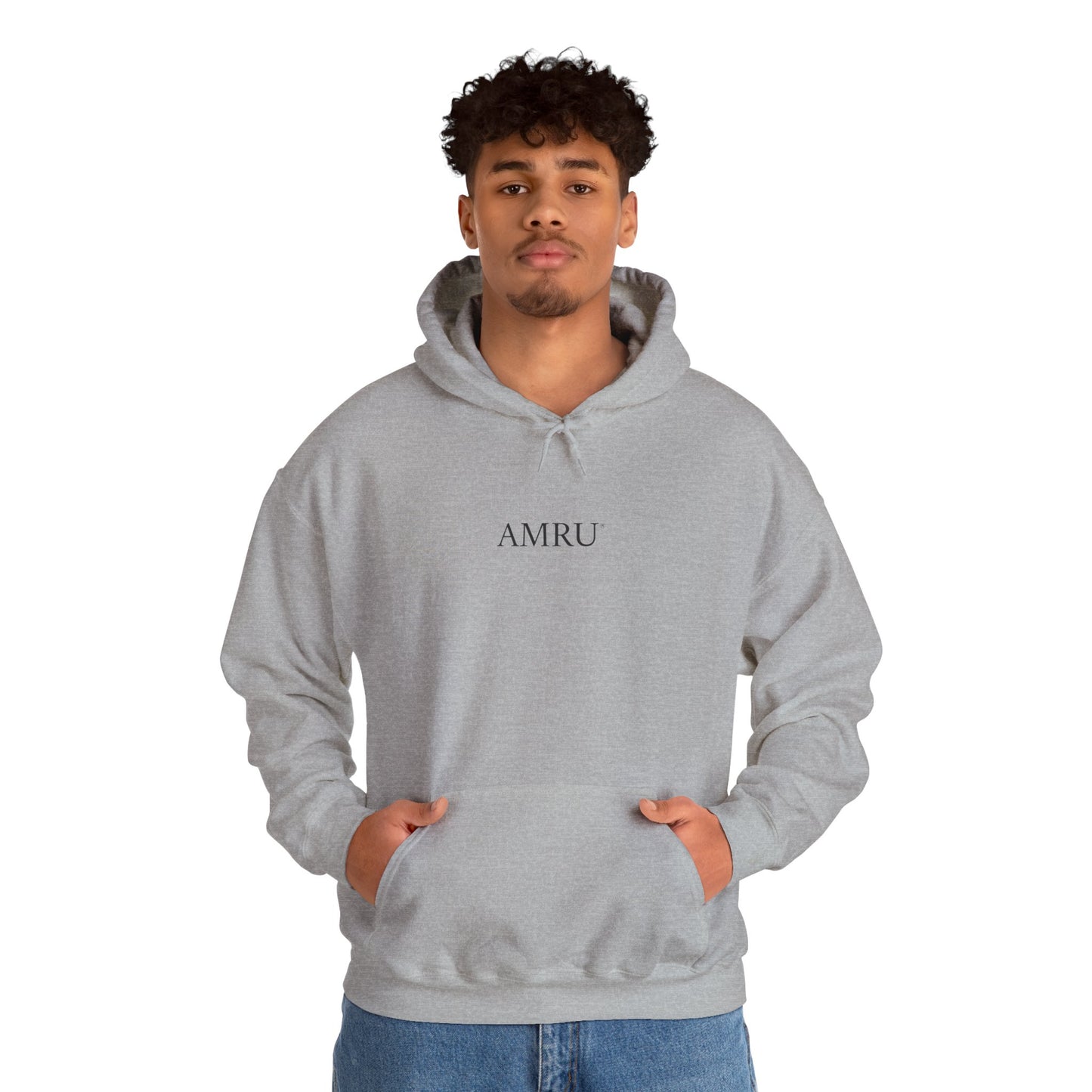 Floral Vine AMRU Hoodie — Minimal Logo Front, Embroidered Floral Back Sweatshirt