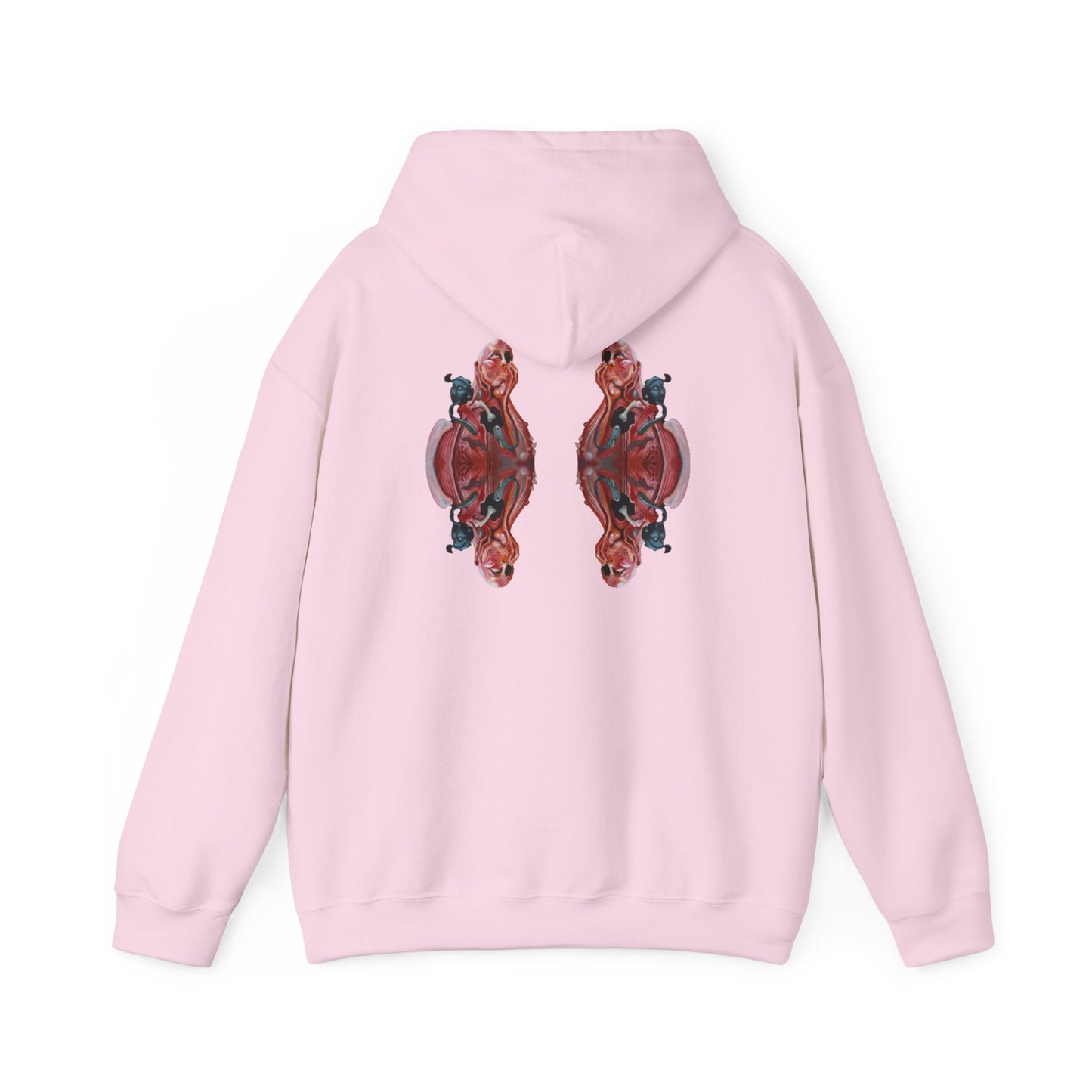 AMRU Minimal Logo Hoodie — Rose Skull Mirror Back Graphic Hoodie