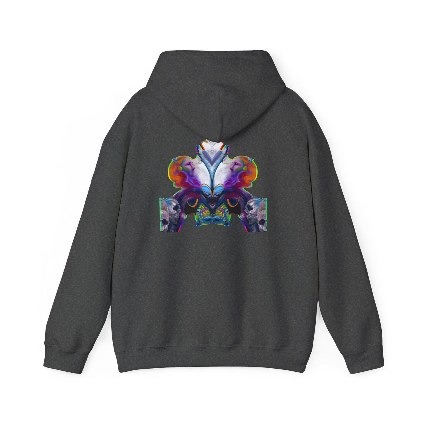Hoodie — AMRU Minimal Front Logo with Vibrant Abstract Back Art
