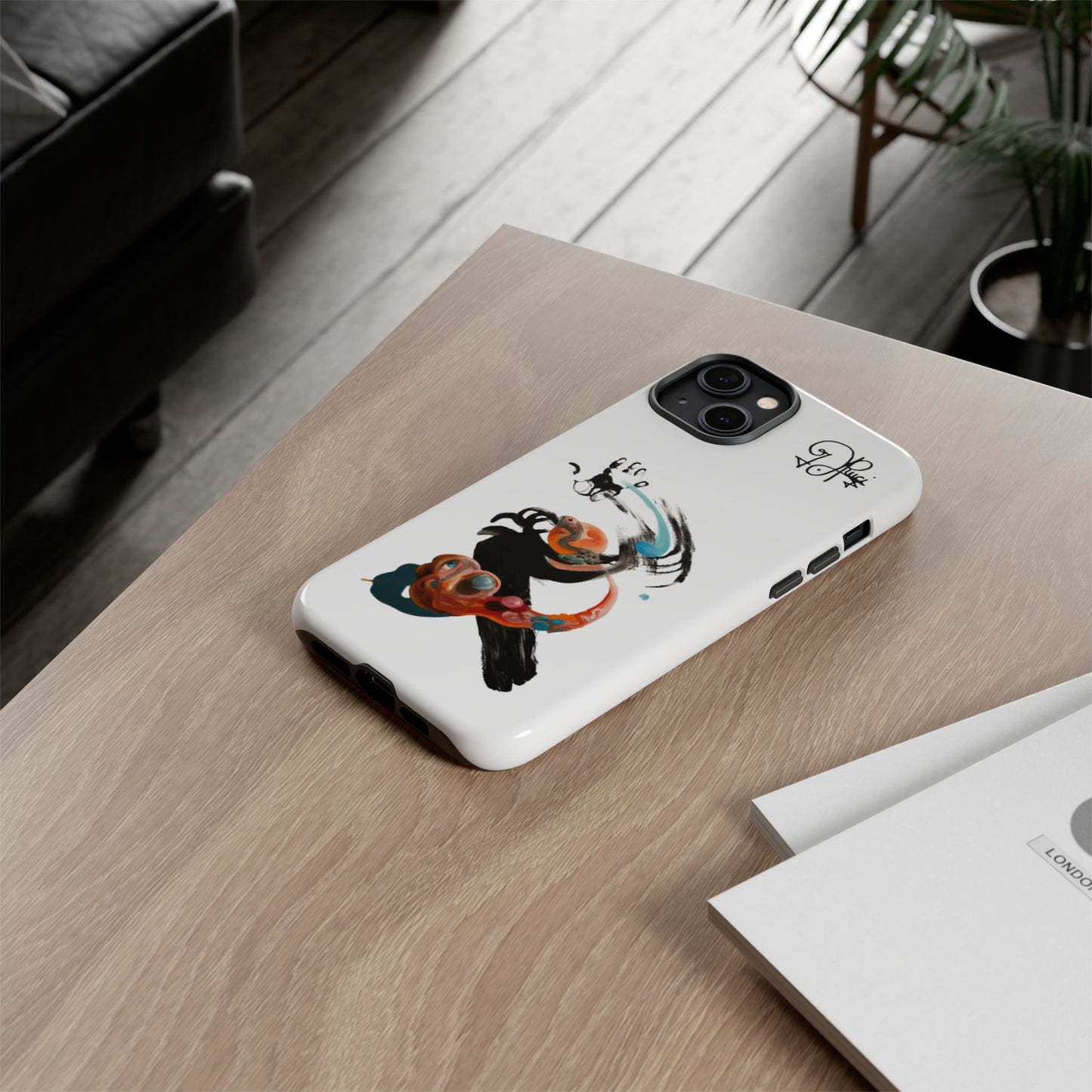 Artistic Abstract Phone Case — Colorful Ink Brushstroke Design