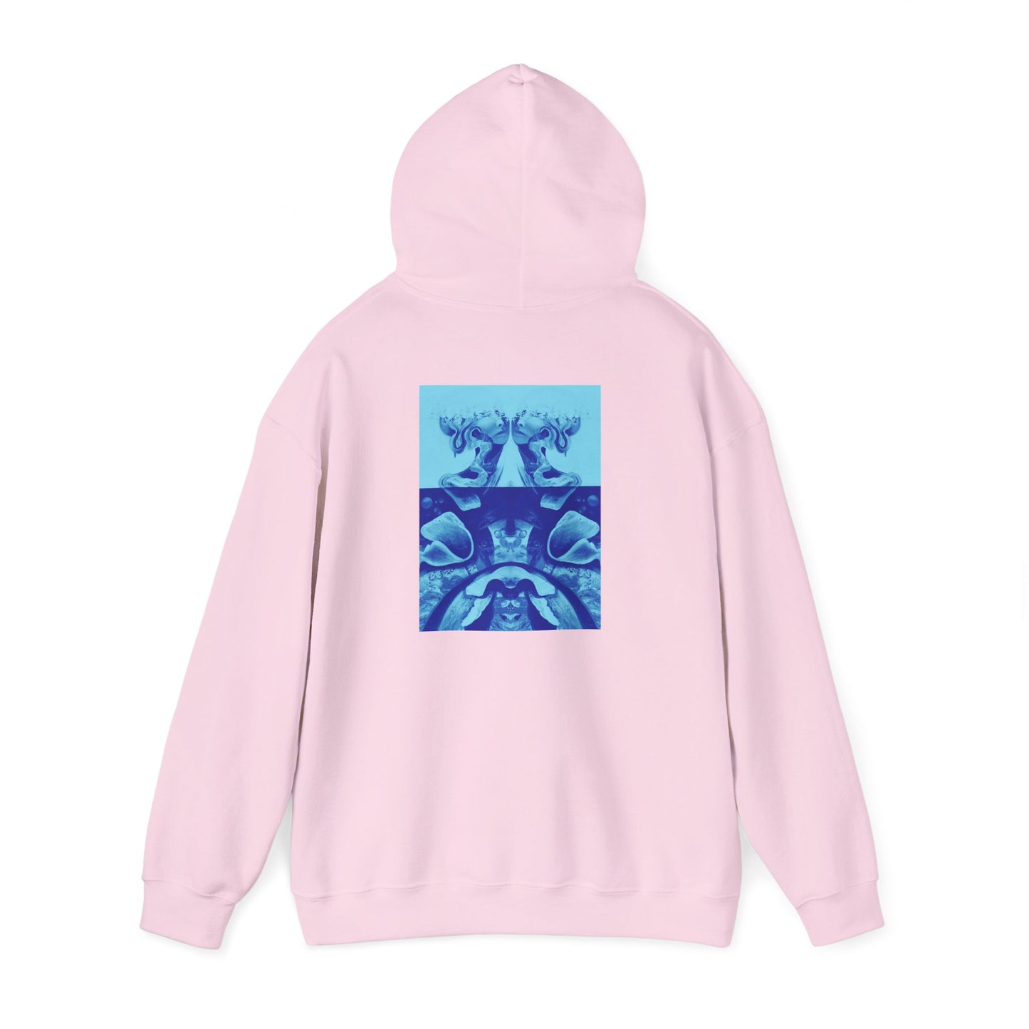 AMRU Minimal Logo Hoodie with Blue Abstract Back Print