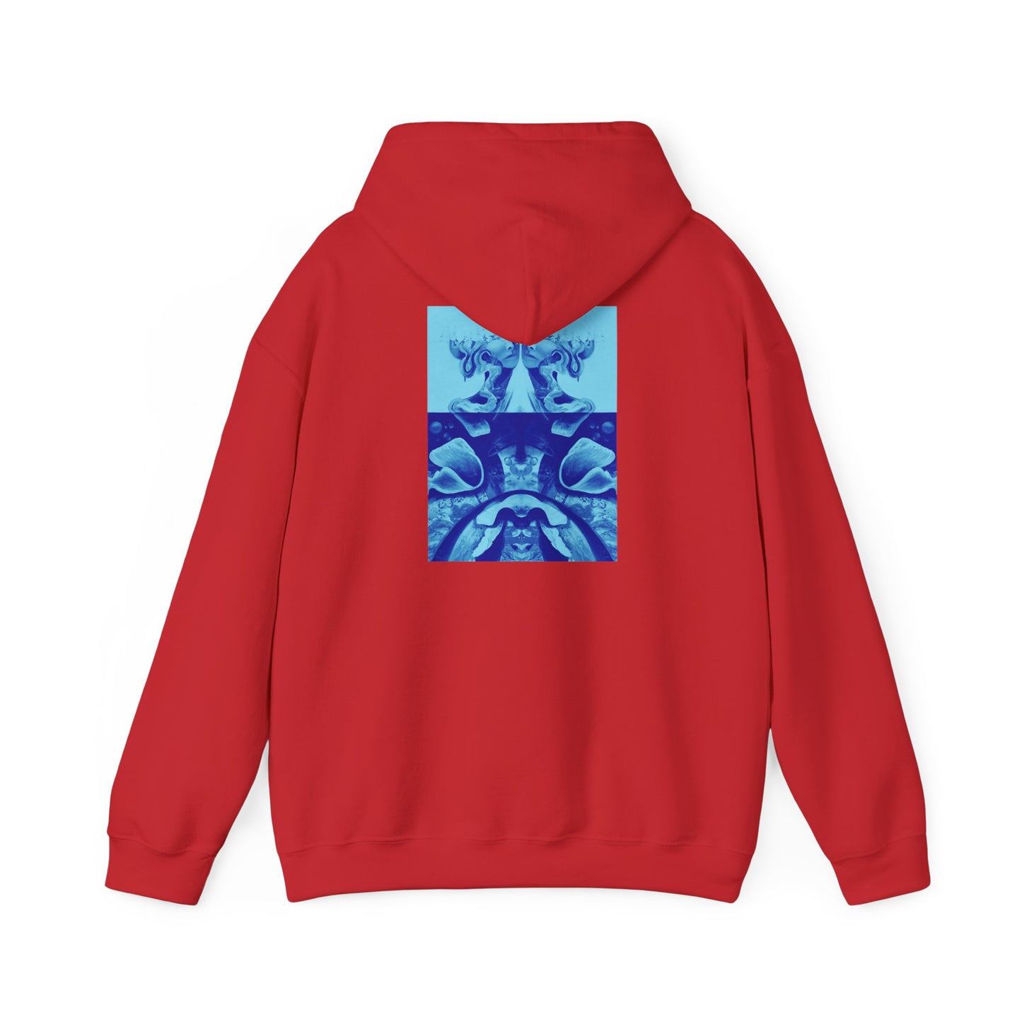 AMRU Minimal Logo Hoodie with Blue Abstract Back Print
