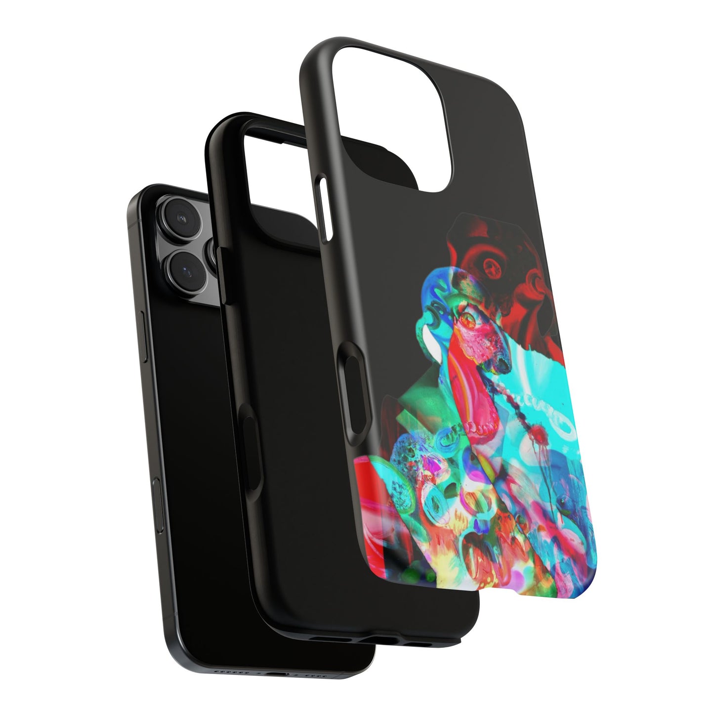 Protective Phone Case — Trippy Neon Abstract Skull Design