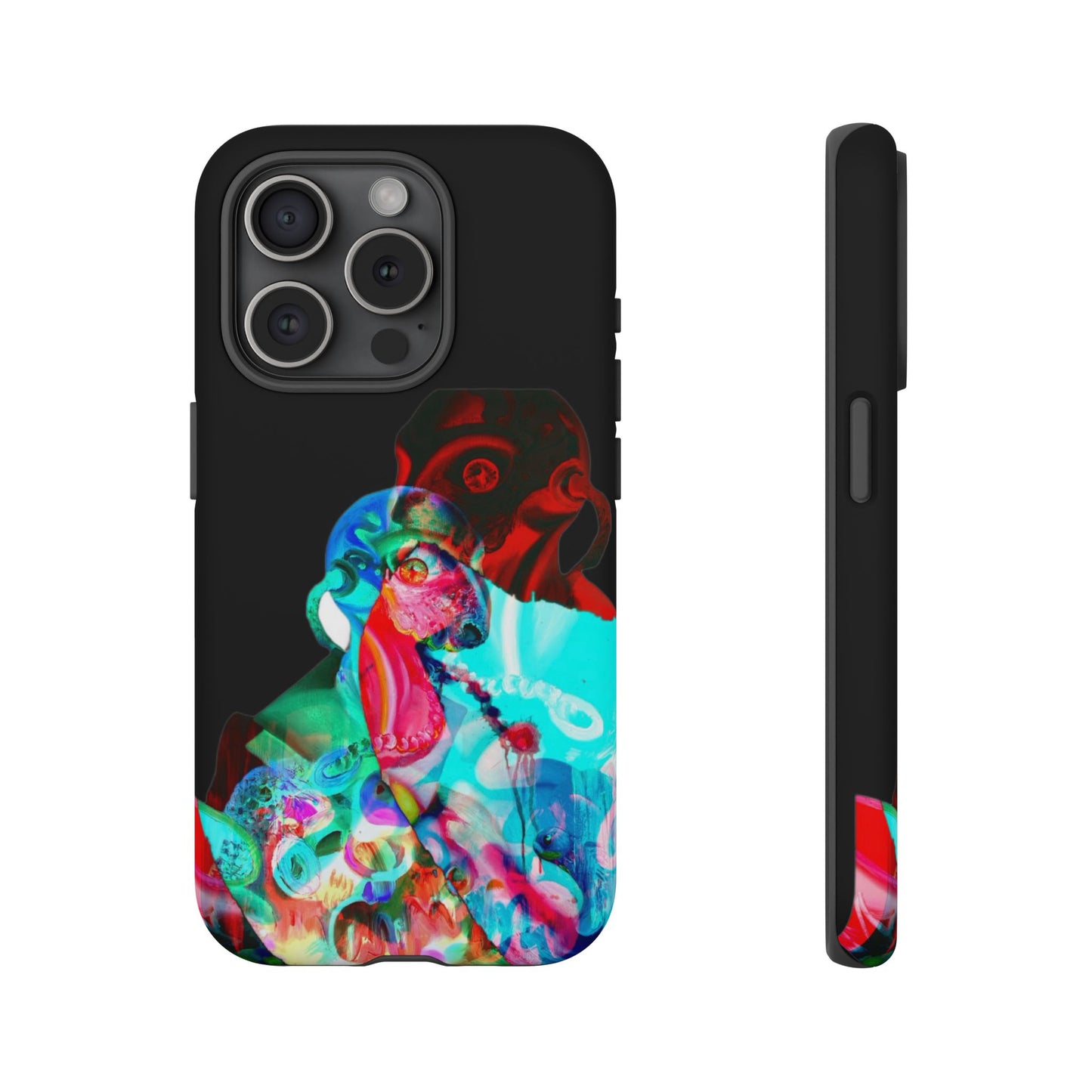 Protective Phone Case — Trippy Neon Abstract Skull Design