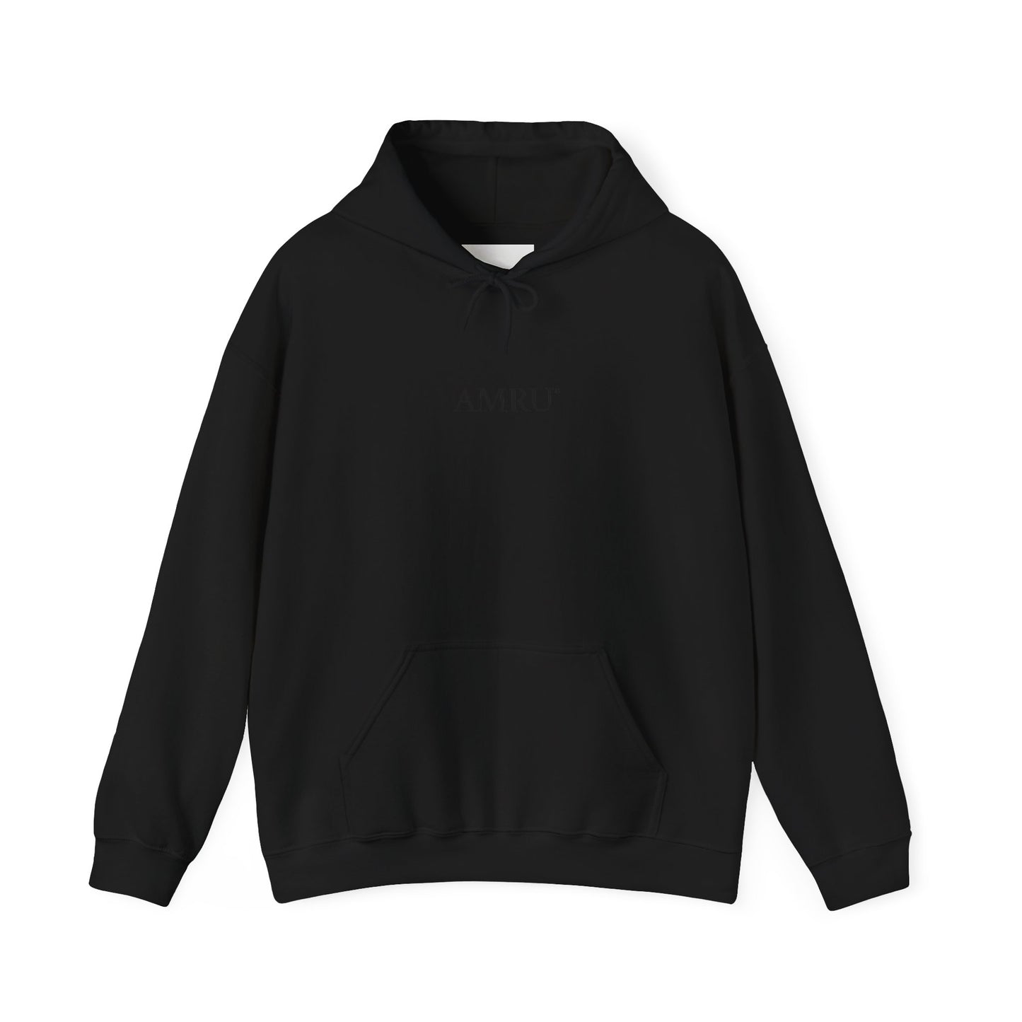 AMRU Minimal Logo Hoodie with Colorful Symmetry Back Art