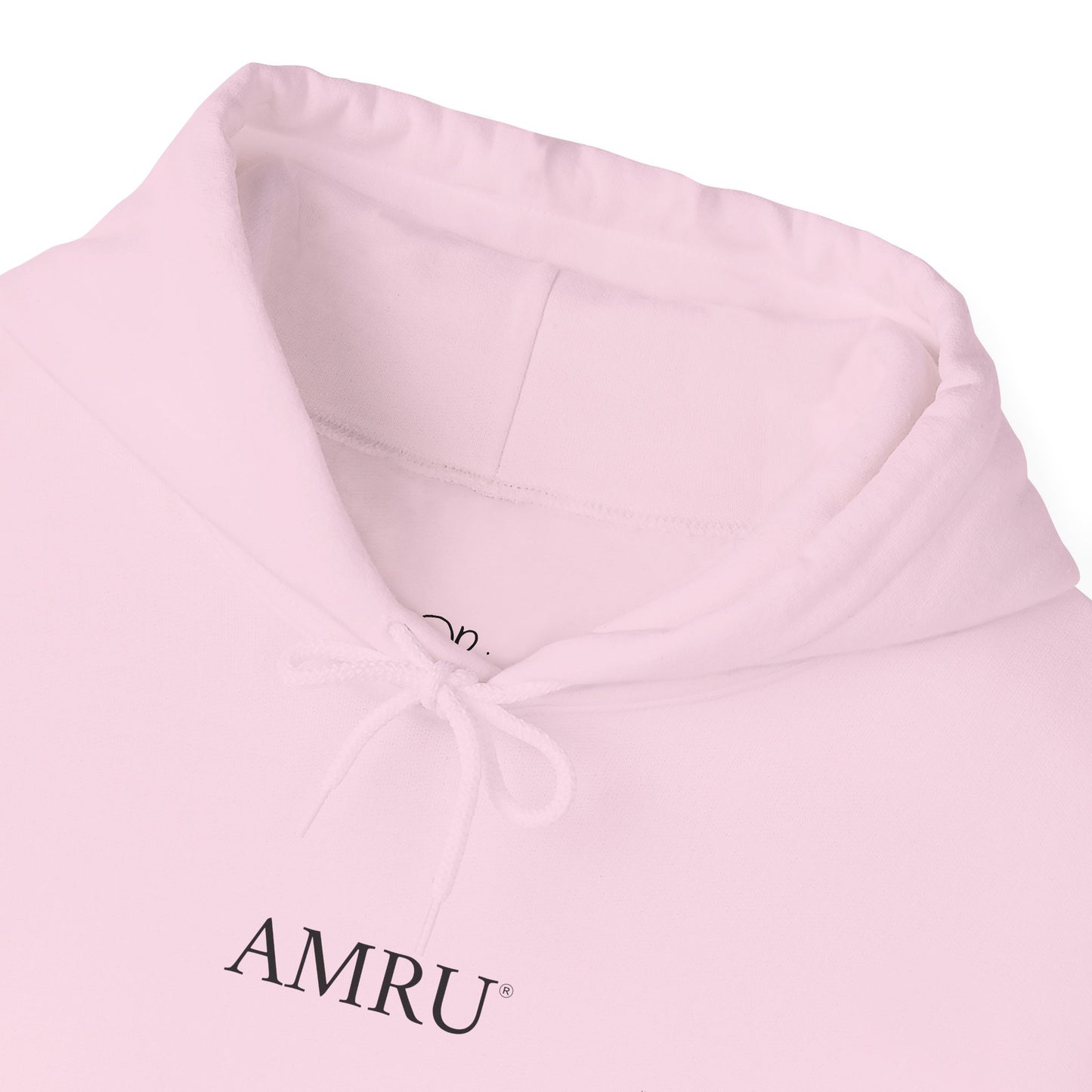 Floral Vine AMRU Hoodie — Minimal Logo Front, Embroidered Floral Back Sweatshirt