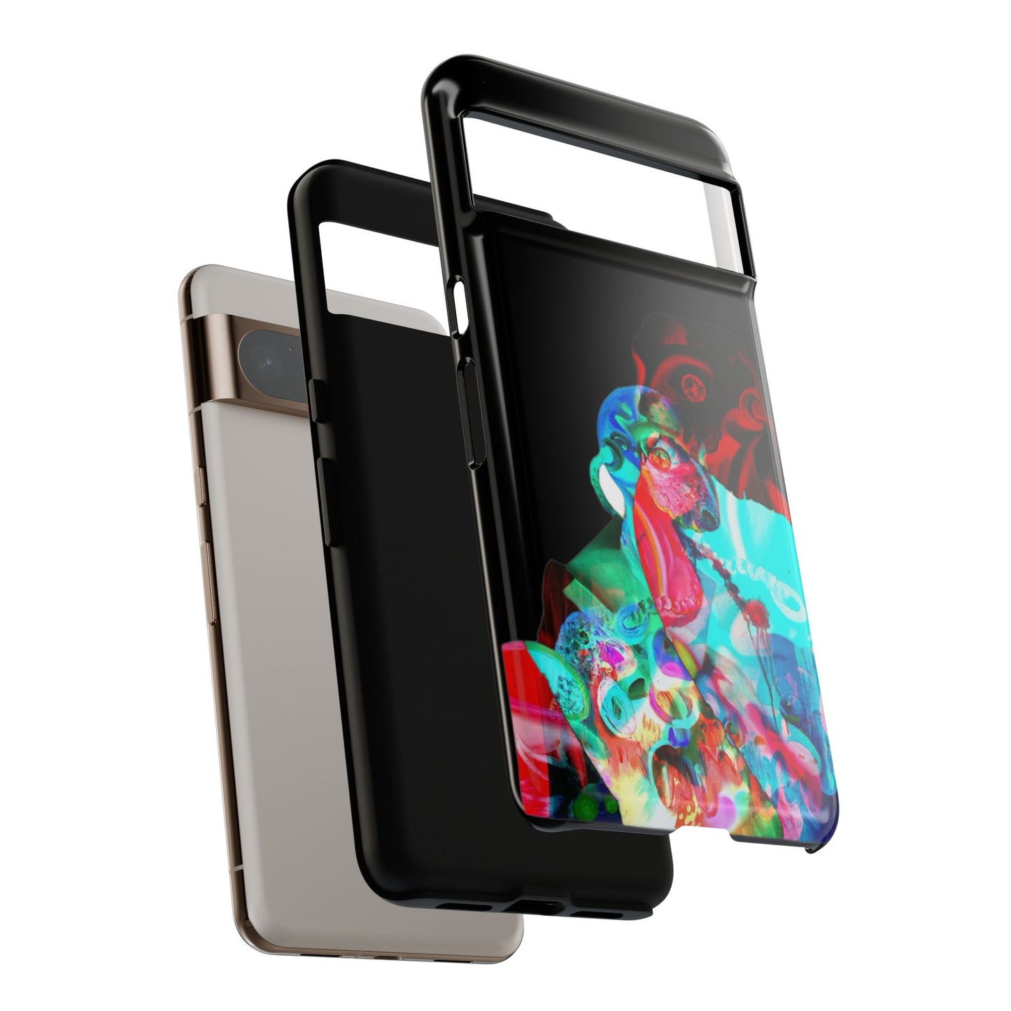 Protective Phone Case — Trippy Neon Abstract Skull Design