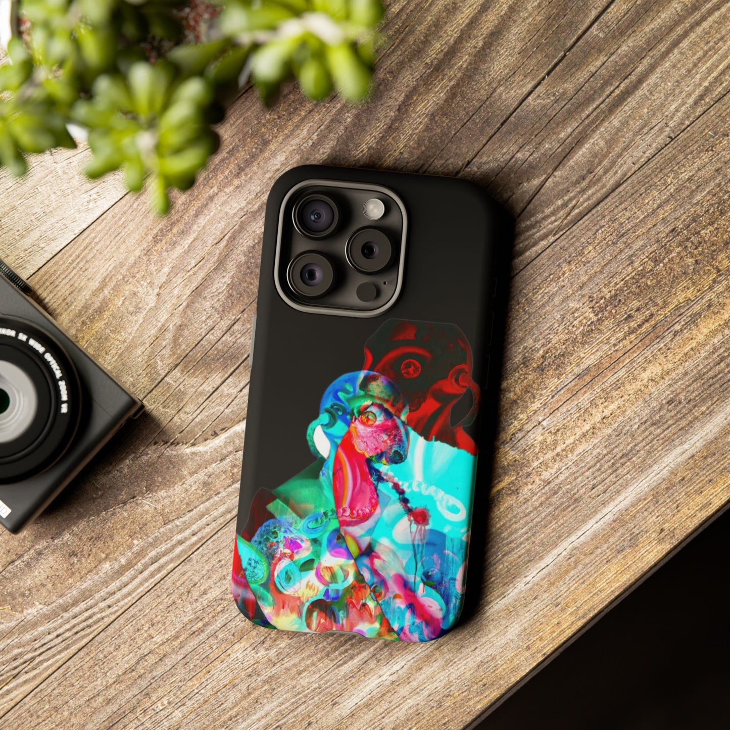 Protective Phone Case — Trippy Neon Abstract Skull Design