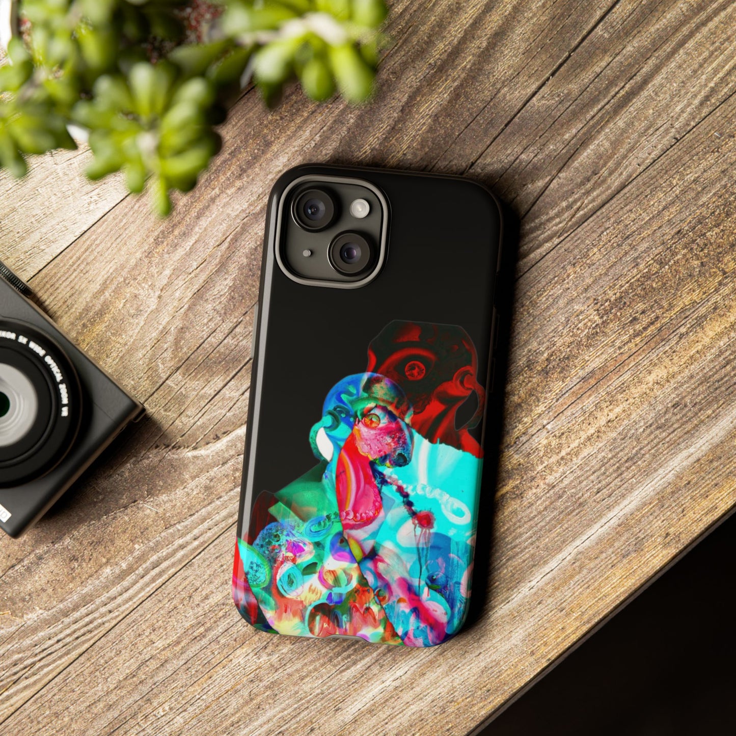 Protective Phone Case — Trippy Neon Abstract Skull Design