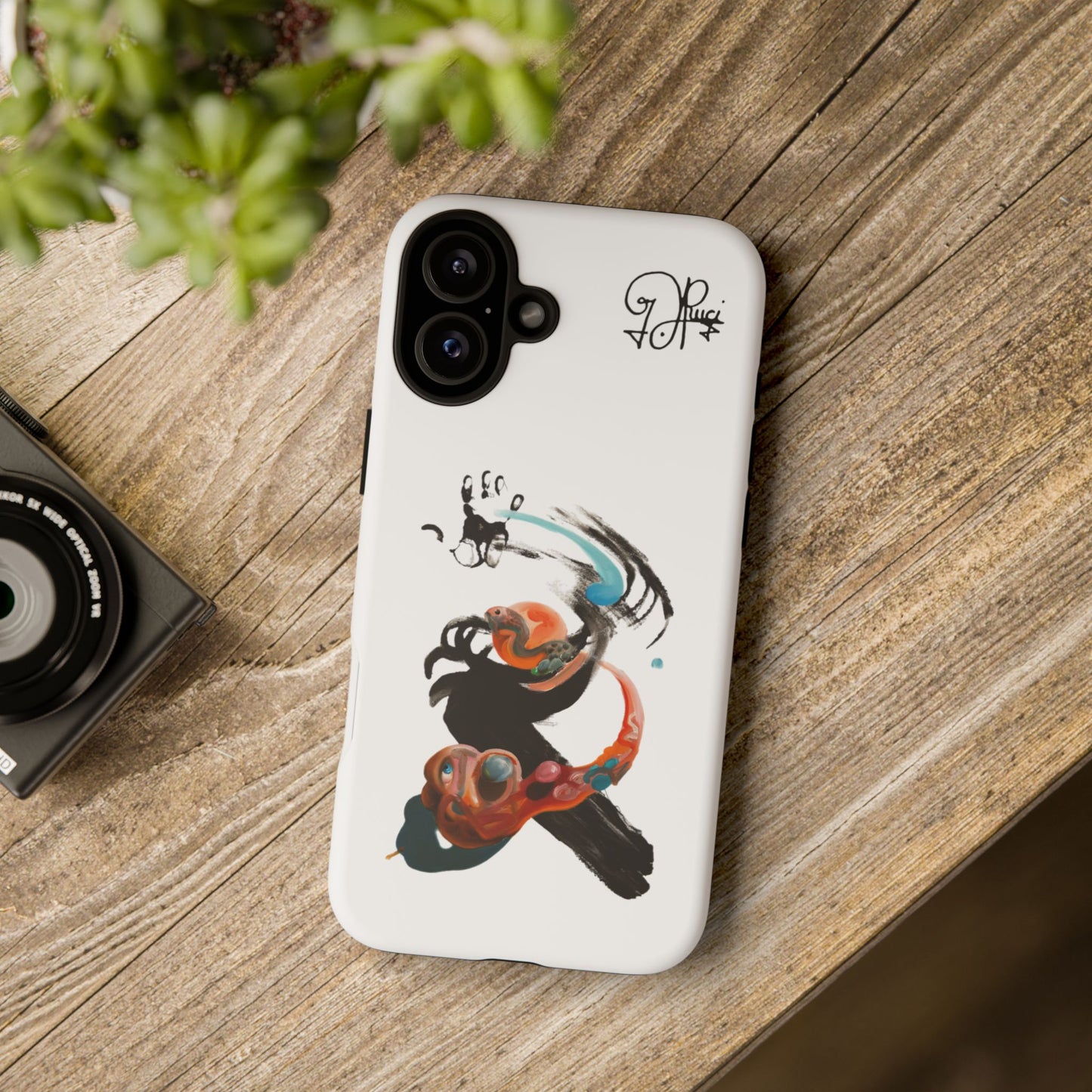 Artistic Abstract Phone Case — Colorful Ink Brushstroke Design