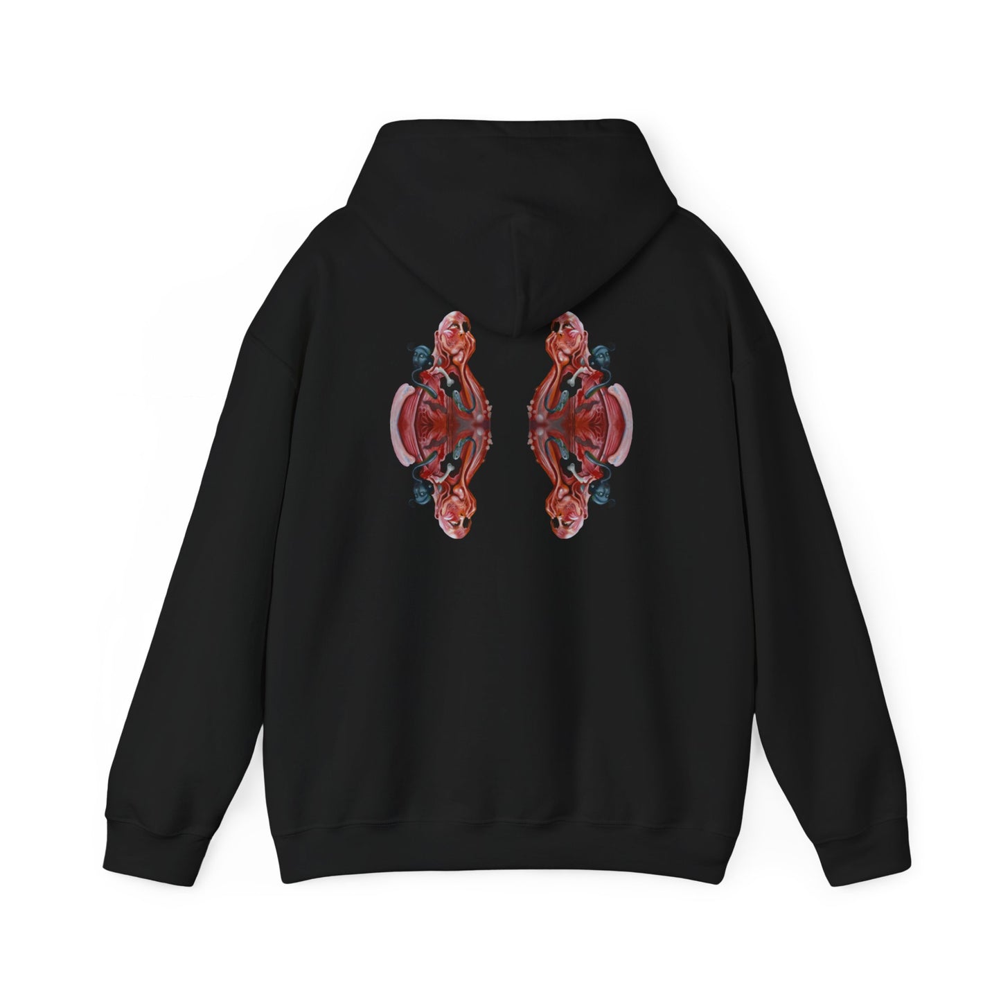 AMRU Minimal Logo Hoodie — Rose Skull Mirror Back Graphic Hoodie
