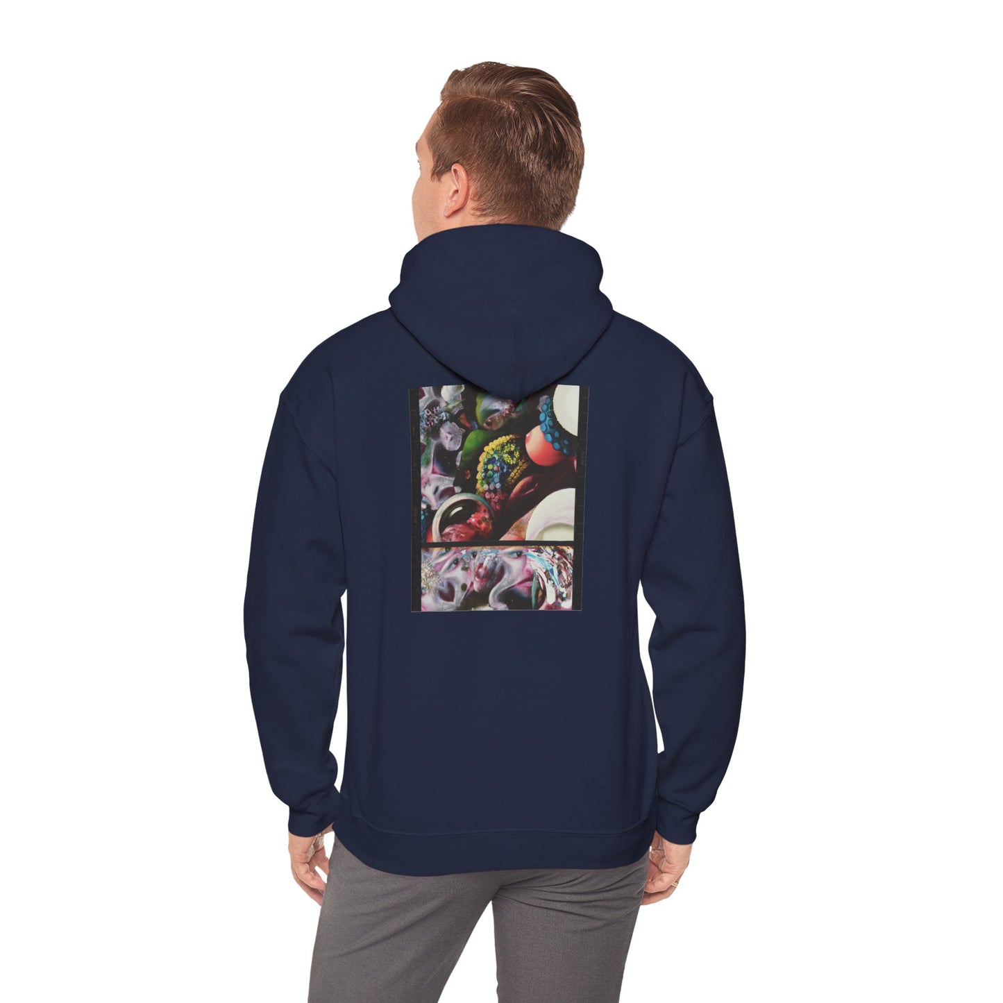 AMRU Graphic Hoodie — Abstract Cosmic Paint Pour Art Back Print