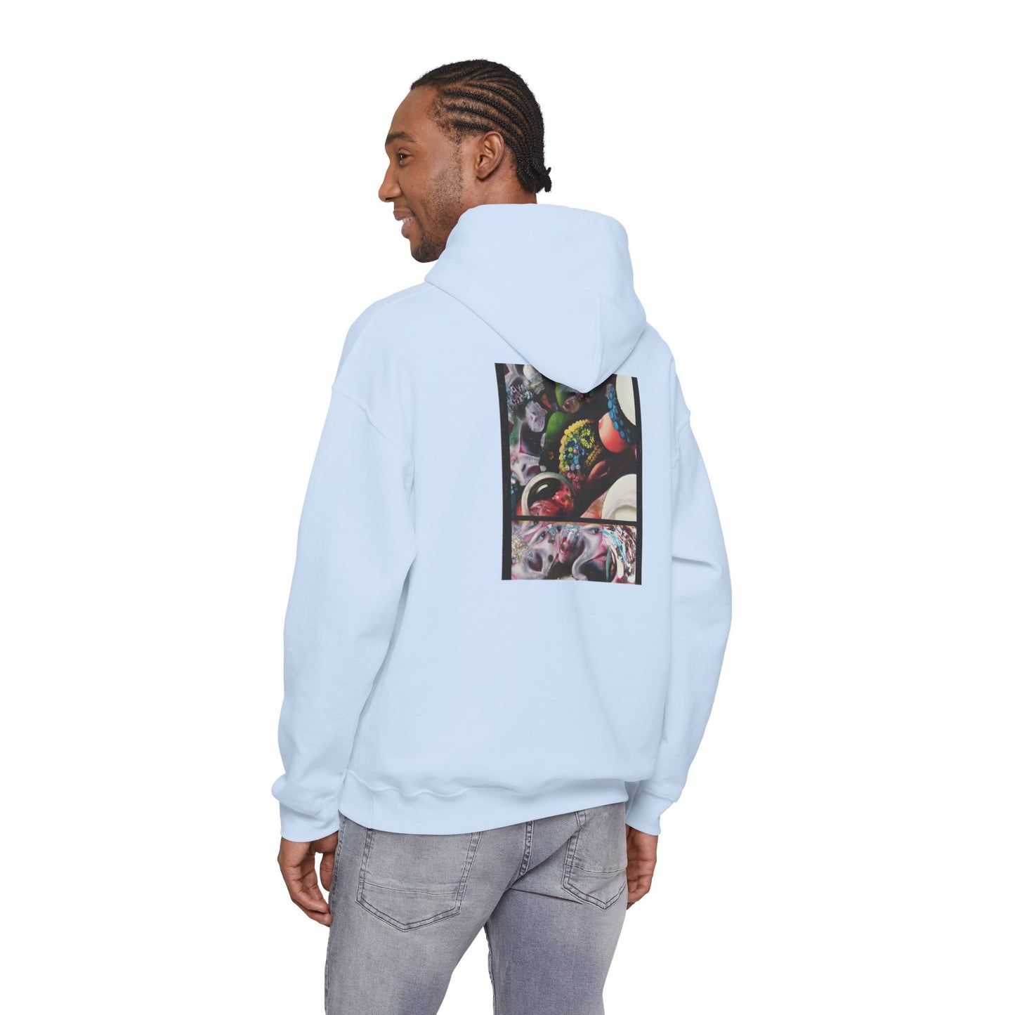 AMRU Graphic Hoodie — Abstract Cosmic Paint Pour Art Back Print