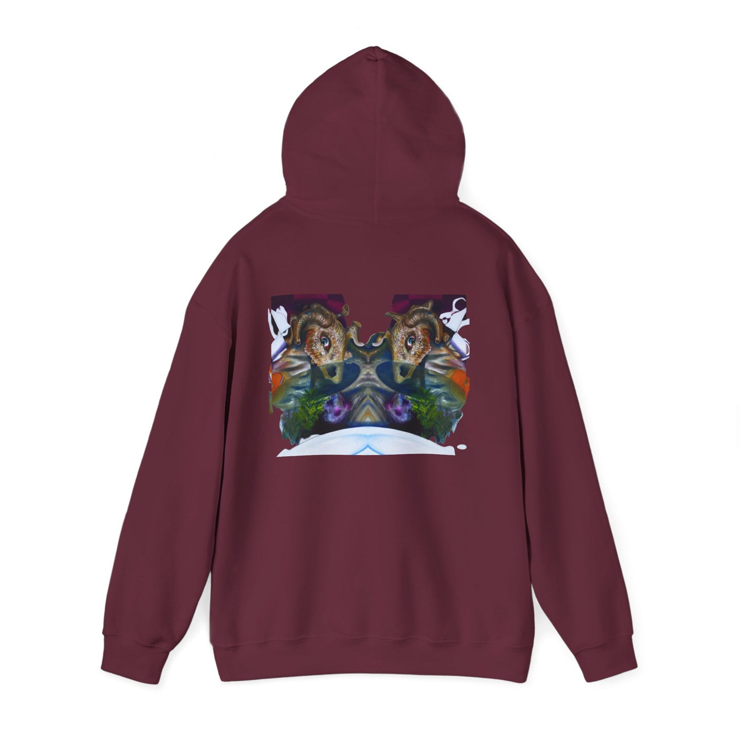AMRU Mirror Wolves Hoodie — Symmetrical Wildlife Art Pullover