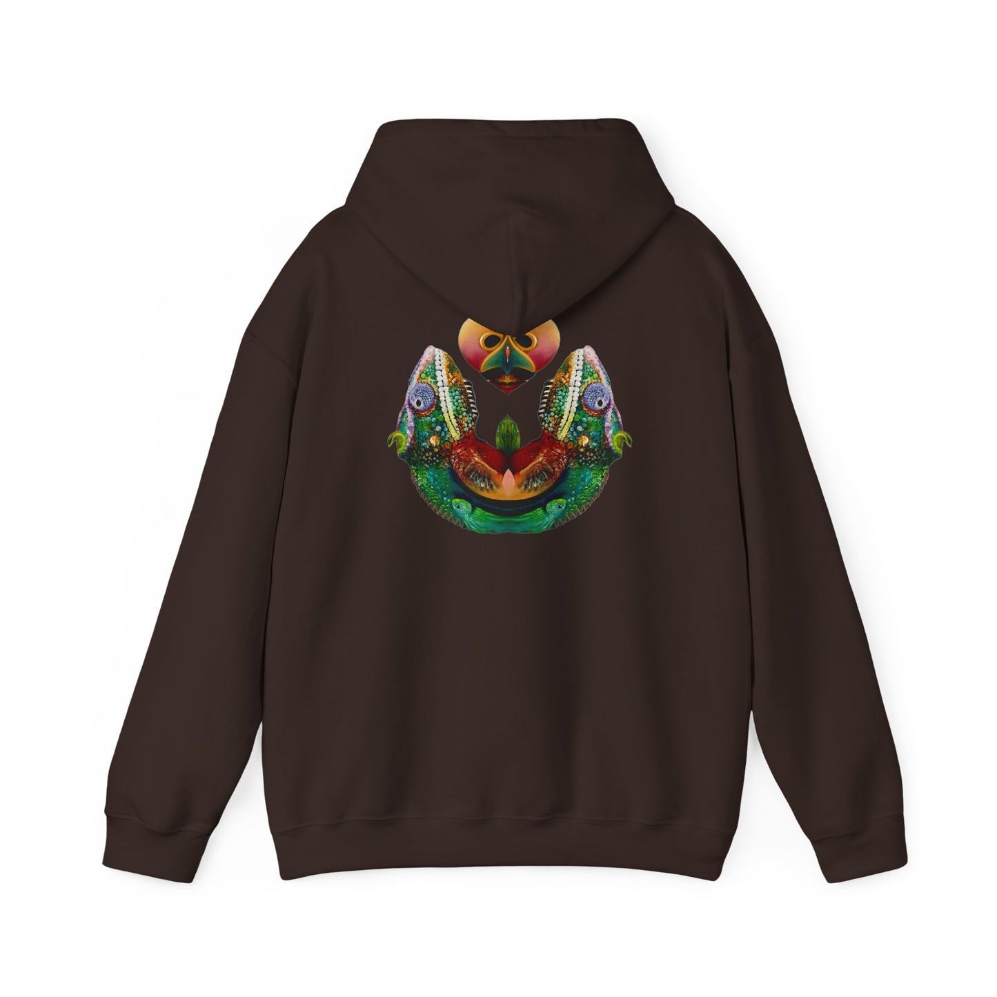 AMRU Minimal Logo Hoodie with Colorful Symmetry Back Art