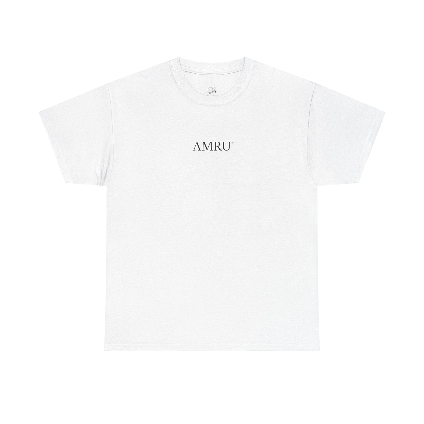 AMRU Minimalist Tee — Abstract Brushstroke Back Graphic