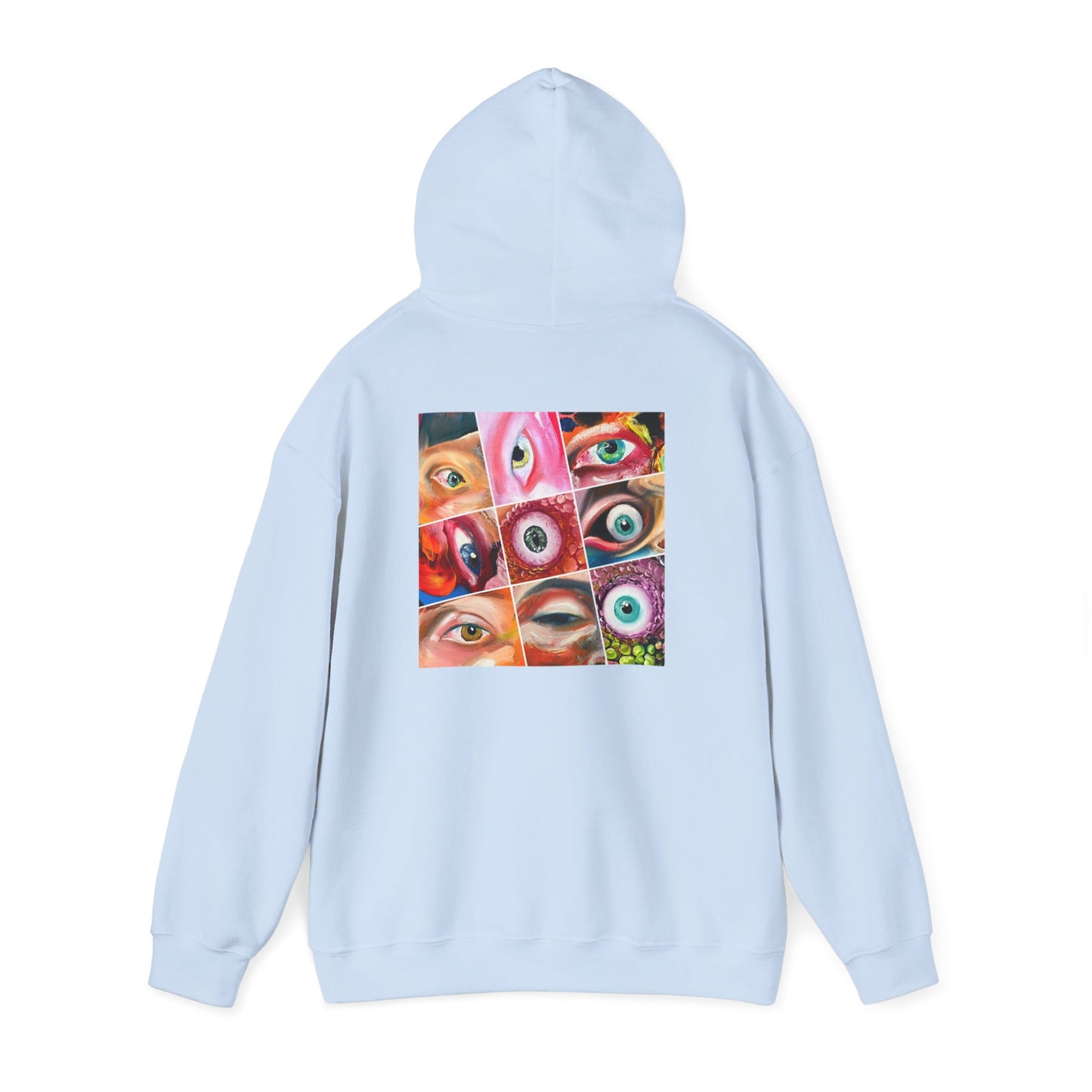 AMRU Eyes Collage Hoodie — Artistic Colorful Eye Graphic Hooded Sweatshirt