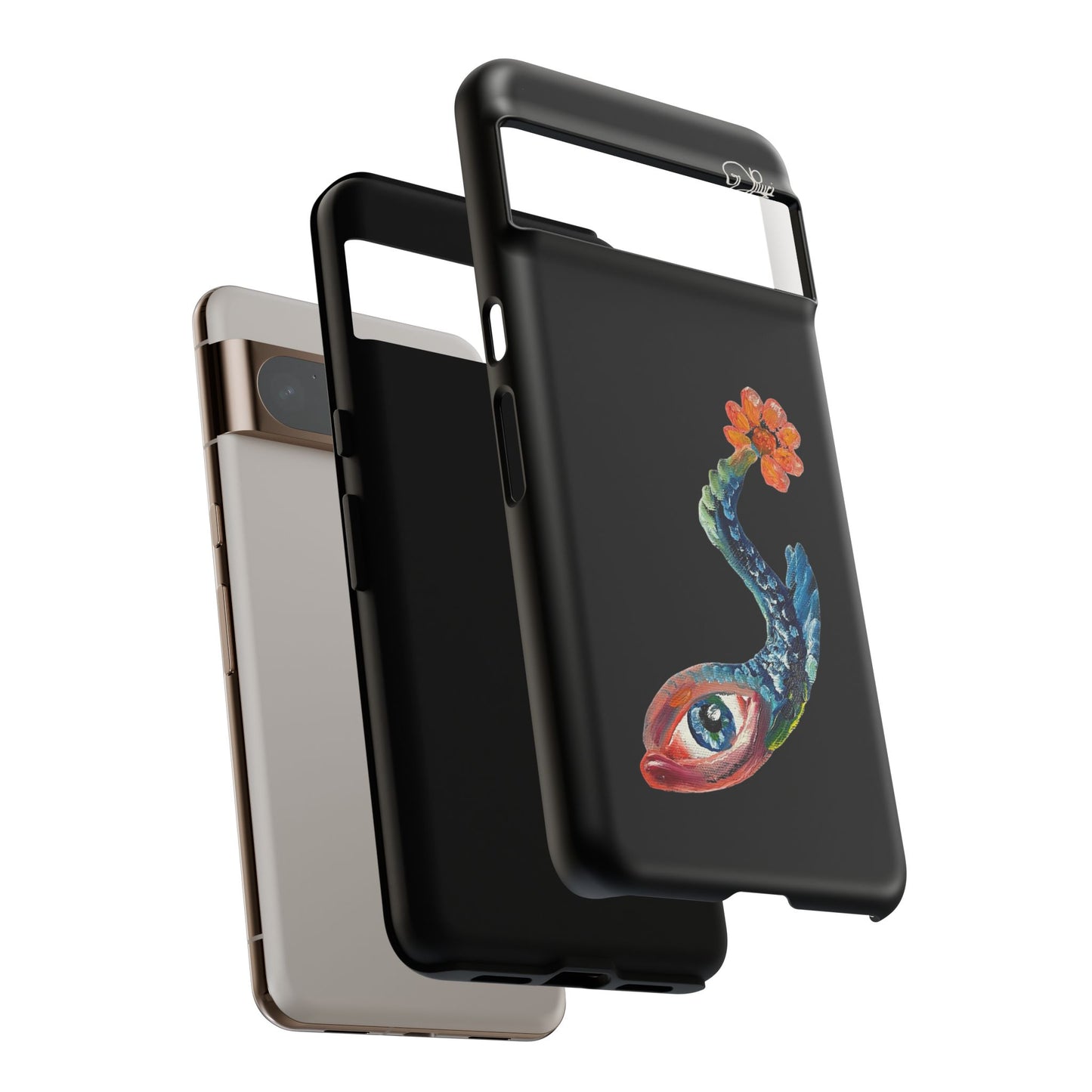Koi Eye Tough Phone Case — Colorful Surreal Fish Design on Black