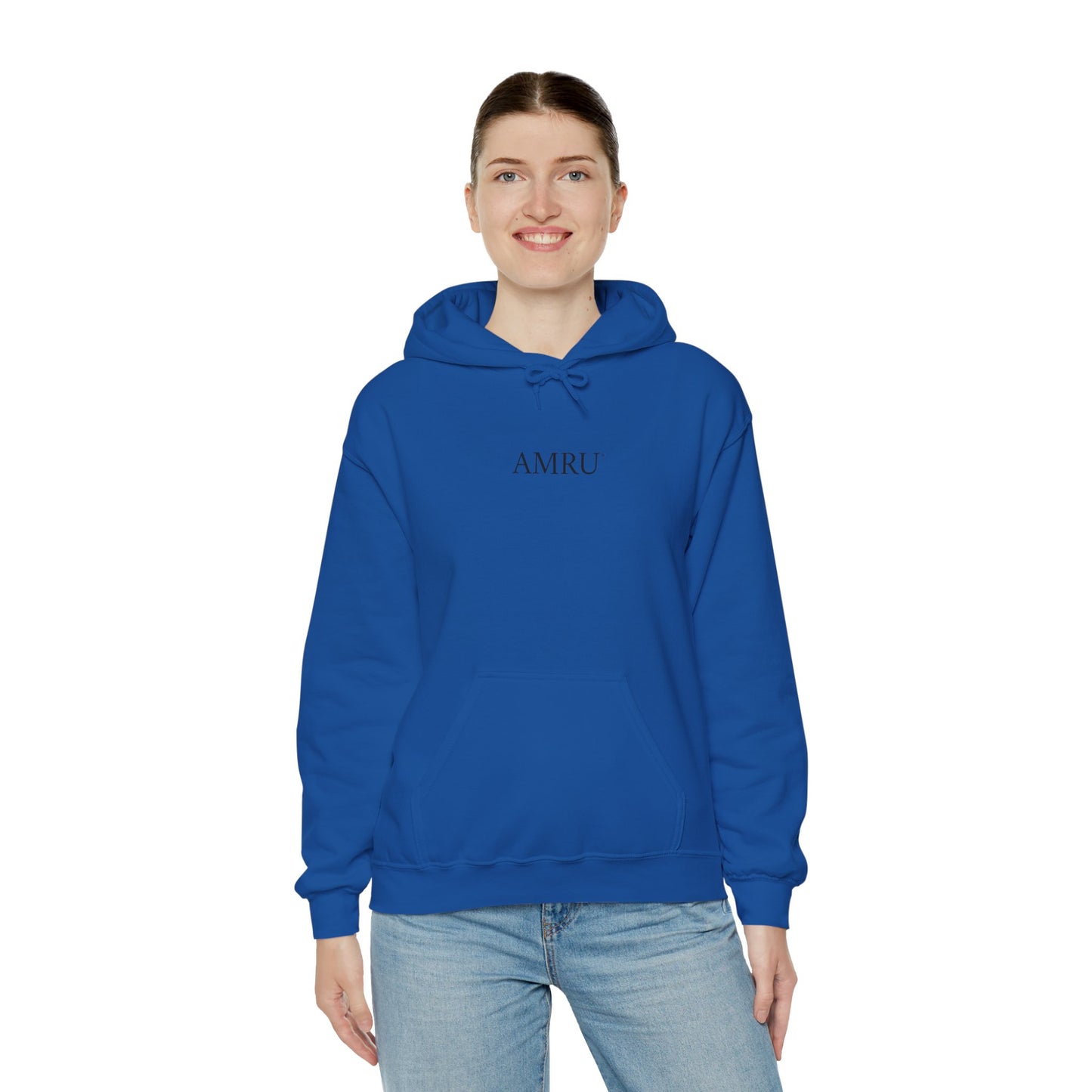 Floral Vine AMRU Hoodie — Minimal Logo Front, Embroidered Floral Back Sweatshirt