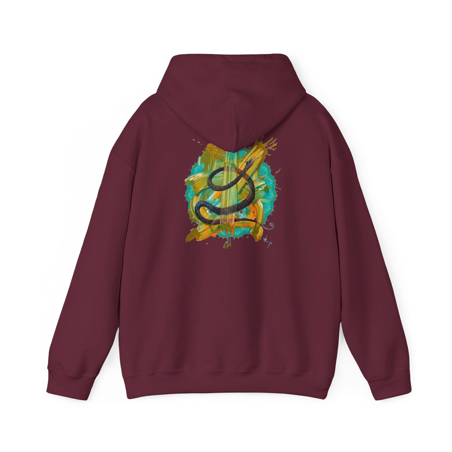 AMRU Artistic Snake Hoodie — Watercolor Serpent Graphic Pullover